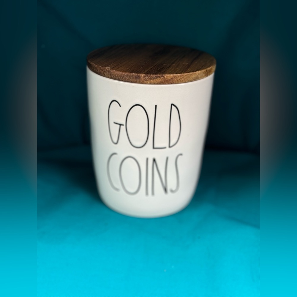 Rae Dunn Gold Coins canister